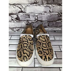 Aquatalia Leopard Print Leather Slip On Casual Sneaker Shoes Women Sz 8M US/39EU